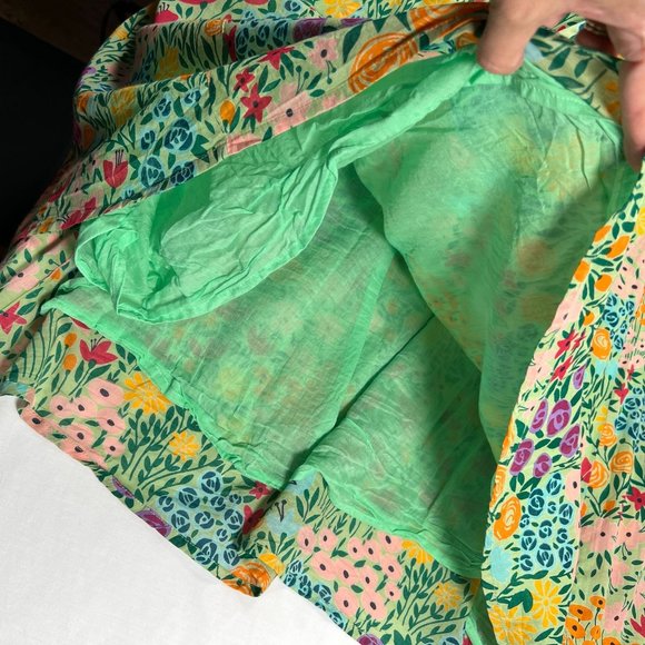 Olivia James the Label Lila Midi Dress Floral Print Meadow Mint Green Smocked L - Picture 14 of 16